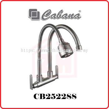 CABANA Wall Mounted Flexible Head + S/Steel Spout Kitchen Tap CB2522SS