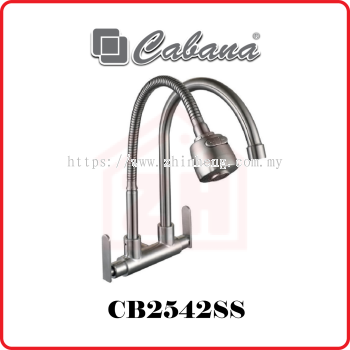 CABANA Wall Mounted Flexible Head + S/Steel Spout Kitchen Tap CB2542SS