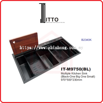 ITTO Double Multiple Kitchen Sink - One Big One Small IT-M9750(BL)