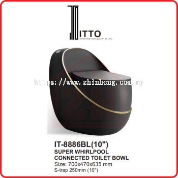 ITTO Super Whirlpool Connected Toilet Bowl IT-8886BL(10")