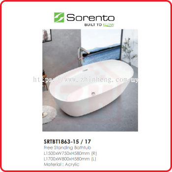 SORENTO Free Standing Bathtub SRTBT1863-15 / 17