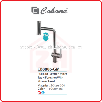 CABANA Pull Out Kitchen Mixer Tap 4 Function With Shower Head CB3806-GM