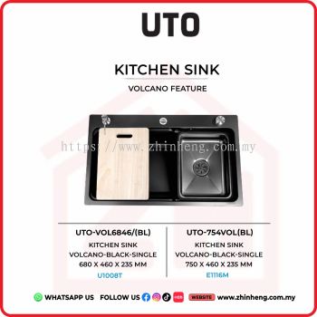        UTO VOLCANO FEATURES KITCHEN SINK UTO-VOL6846/(BL) + UTO-754VOL(BL)