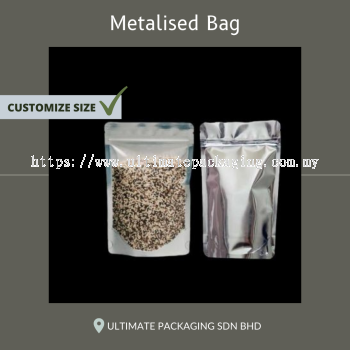 Semi Metalised Ziplock Bag with Stand up pouch (Front Transparent and Silver Color at the back)