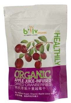 B'liv Organic Apple Juice-Infused Dried Cranberries  100 g / pkt