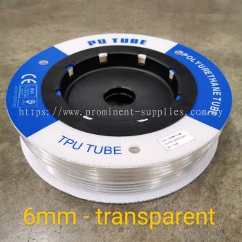 6mm PU Tubing - Transparent Color | 100 meters per roll | OD 6mm x ID 4mm | Drum Type Packing 
