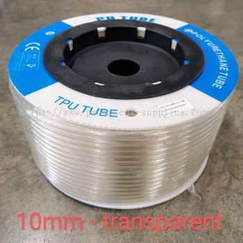 10mm PU Tubing - Transparent Color | 100 meters per roll | OD 10mm x ID 6.5mm | Drum Type Packing