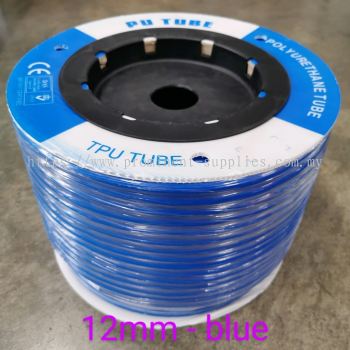 12mm PU Tubing - Blue Color | 100 meters per roll | OD 12mm x ID 8mm | Drum Type Packing