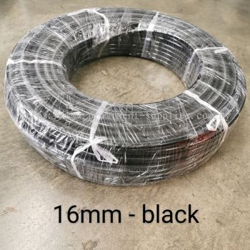 16mm PU Tubing - Black Color | 100 meters per roll | OD 16mm x ID 12mm | Wrapping Type Packing