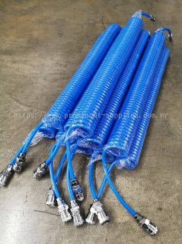 Coil Hose | Spiral Hose | 8mm x 5mm x 9mtrs | Working Length 9 Meters | come with coupler 20SP & 20PP