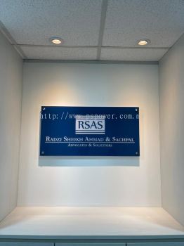 Indoor company name signage with 4 screw