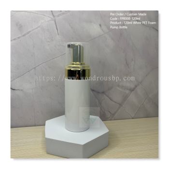 120ml White PET Bottle with Chrome Gold Foam Pump - FPB008