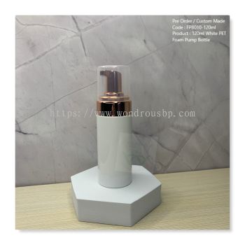 120ml White PET Bottle with Chrome Rose Gold Foam Pump - FPB010