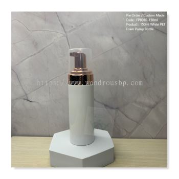 150ml White PET Bottle with Chrome Rose Gold Foam Pump - FPB010