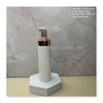 200ml White PET Bottle with Chrome Rose Gold Foam Pump - FPB010