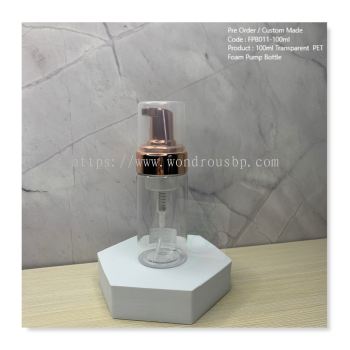 100ml Transparent PET Bottle with Chrome Rose Gold Foam Pump - FPB011
