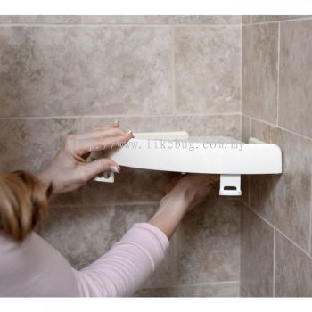 Easy Bathroom Corner Snap Up Shelf With Adjustable Hooks