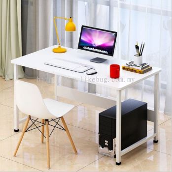 ADJOUTER White Steel Wooden Table Study & Computer Desk (White)