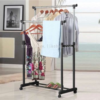 Durable Steel & Adjustable Height Double Garment Rack