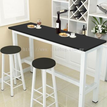 CIEL White Steel Coffee High Table Long Bar Table with 2 Chair