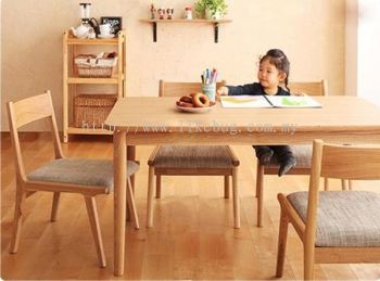  Japanese Style Kukku Round Edged Rubber Solid Wood Dining Table With 4 Chair Set