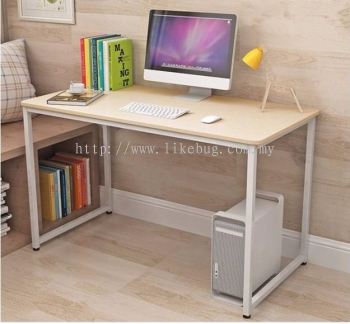 Aesthetics Wooden Table Top Workstation Table With Black Steel Frame