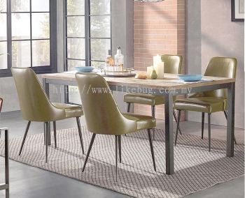 QULLEN Wooden Dining Table With Steel Leg  Office Table  Meja Makan