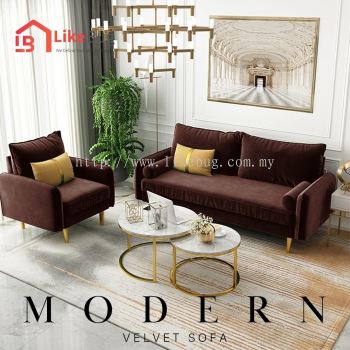 Randy Velvet Fabric Post Modern Luxury Sofa Set