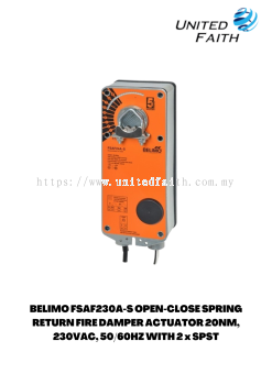 BELIMO FSAF230A-S OPEN-CLOSE SPRING RETURN FIRE DAMPER ACTUATOR 20NM, 230VAC, 50/60HZ WITH 2 x SPST