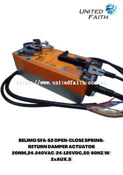 BELIMO SFA-S2 OPEN-CLOSE SPRING-RETURN DAMPER ACTUATOR 20NM,24-240VAC/24-125VDC,50/60HZ(W/ 2xAUX.S)