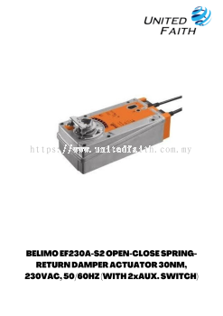 BELIMO EF230A-S2 OPEN-CLOSE SPRING-RETURN DAMPER ACTUATOR 30NM, 230VAC, 50/60HZ (WITH 2xAUX. SWITCH)