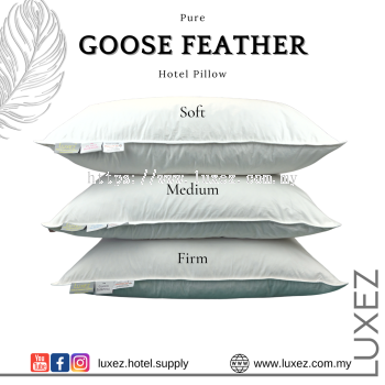 Luxez Goose Feather Hotel Pillow Soft Medium Firm