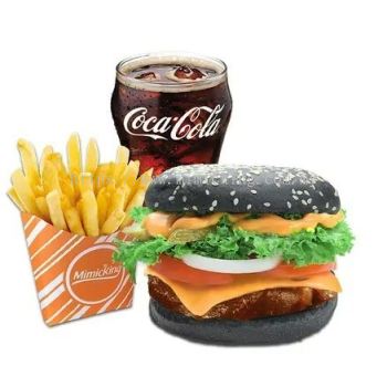 Black Charcoal Chicken Burger Combo