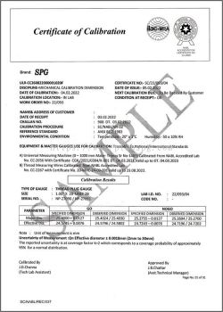 Certificate of Calibration 