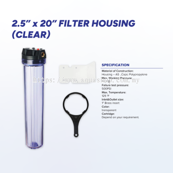 2.5" X 20" Filter Housing (Clear)