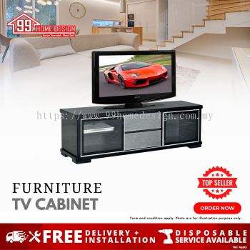 TV CABINET WITH HIGH GLOSS GLASS (BLACK COLOR)