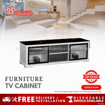 TV CABINET WITH HIGH GLOSS GLASS (WHITE COLOR)