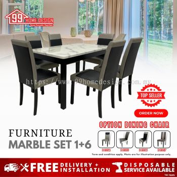 Marble Dining Set with Pvc/Solid Wood/Metal Leg