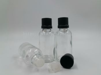 ESSENTIAL OIL BOTTLE CLEAR WITH BLACK CAP (30ML)