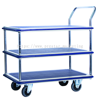 MYSTAR - METAL PLATFORM TRIPLE DECKER SINGLE HANDLE TROLLEY