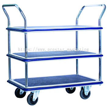 MYSTAR - METAL PLATFORM TRIPLE DECKER DOUBLE HANDLE TROLLEY