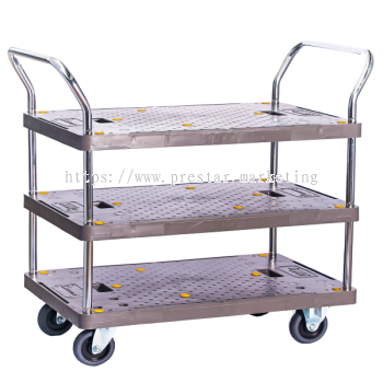 MYSTAR - PVC PLATFORM TRIPLE DECKER DOUBLE HANDLE TROLLEY