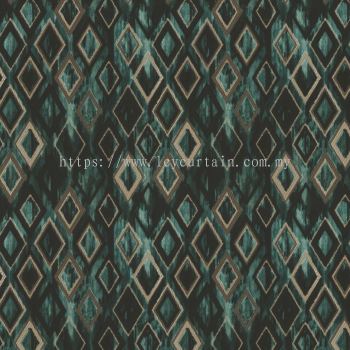 Decorum Standing 06 Emerald Graphical Velvet Curtain Upholstery