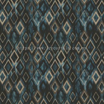 Decorum Standing 07 Cobalt Graphical Velvet Curtain Upholstery