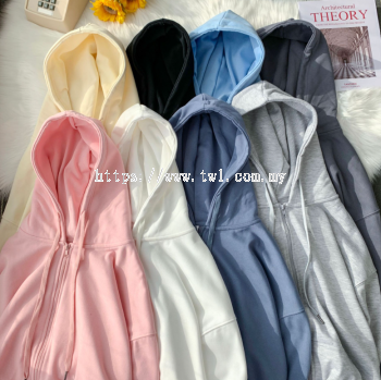 044S Hoodie 330gsm Casual Zipper Dropped Shoulders