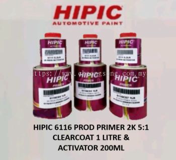 HIPIC 6116 Prod Primer 2k 4:1 Clearcoat 1Liter & Activator 200ML ( CS1 White / CS4 Grey/ CS7 Black