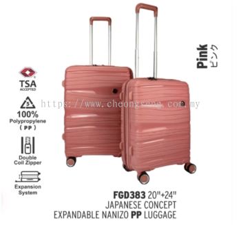 2 IN 1 SET FGD 383 JAPANESES CONCEPT EXPANDABLE ANTI THEFT ZIPPER PP LUGGAGE 20" + 24"