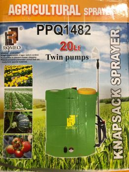 ROMEO TWIN BATTERY PUMP 20L Agricultural Knapsack Sprayer PPQ1482 Pump Racun