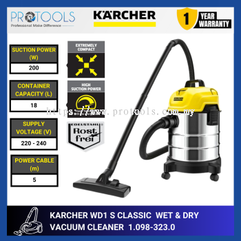 KARCHER WD1 S CLASSIC WET & DRY VACUUM CLEANER *KAP | 1.098-323.0