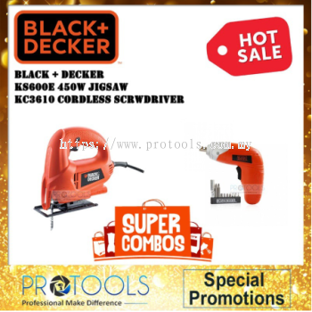 BLACK + DECKER KS600E JIGSAW + KC3610 CORDLESS SCREWDRIVER